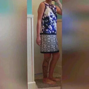 Forenza Size 4 Sleeveless Dress, Blue, purple, navy, white, ivory